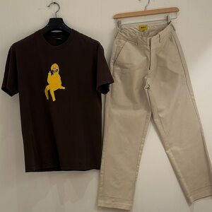 GOLF WANG Bundle – Graphic Tee + Cream Pants – Streetwear Set